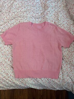 Soft Pink Short Sleeve Knit Top size Large